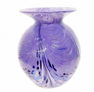 Glass vase lavender with a swirl of pink and blue